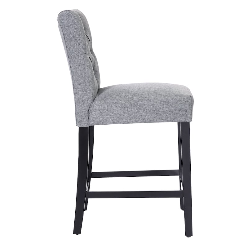 Carter 24" Classic Button Tufted Counter Stool Black Finished Legs