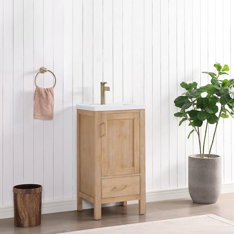Gela Single Sink Bath Vanity with Drop-In Ceramic Basin without Mirror