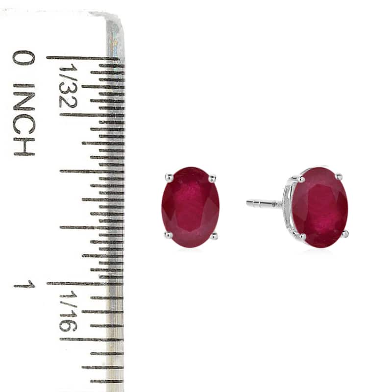 Sterling Silver 8x6 Oval Genuine Gemstone Birthstone Stud Earrings