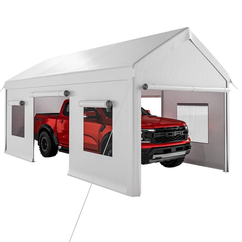 10x20 Ft Metal Carport Oversized Portable Garage for Cars, Trucks and Boats - 10X20 Ft