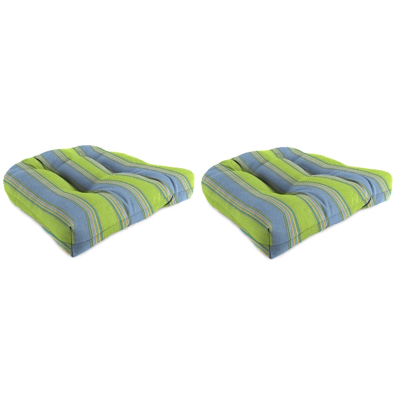 Sunbrella 18" x 18" Contoured Outdoor Wicker Seat Cushion - Set of 2 - 18'' L x 18'' W x 4'' H - Bravada Limelight