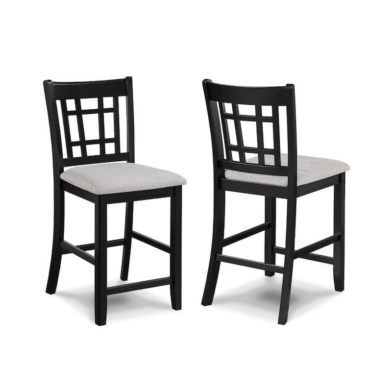 Mipo Counter Height Dining Chair Set of 2, Gray Fabric, Grid Back