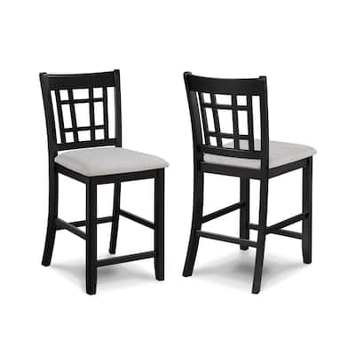 Mipo Counter Height Dining Chair Set of 2, Gray Fabric, Grid Back