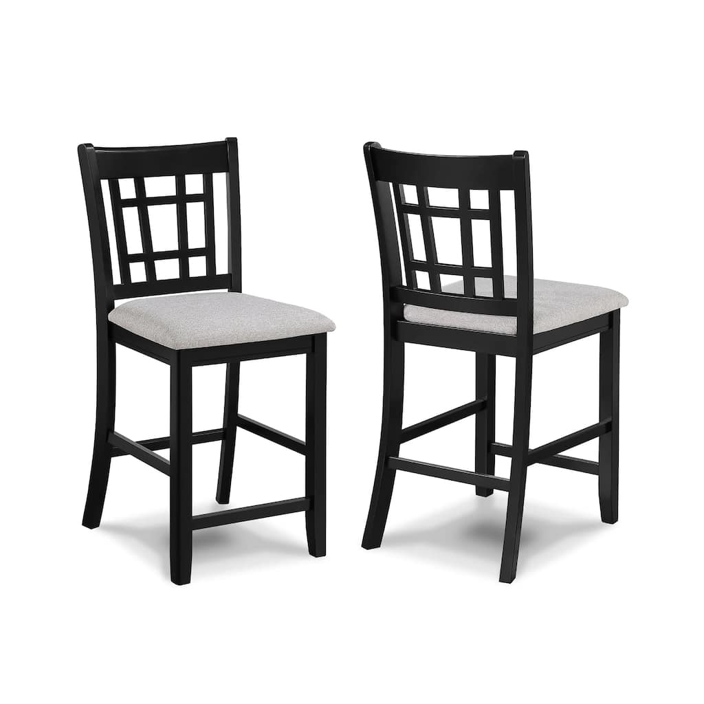 Mipo Counter Height Dining Chair Set of 2, Gray Fabric, Grid Back