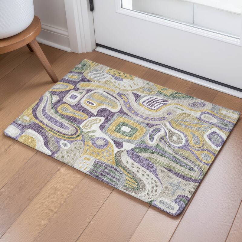 Machine Washable Indoor/ Outdoor Modern Picasy Chantille Rug