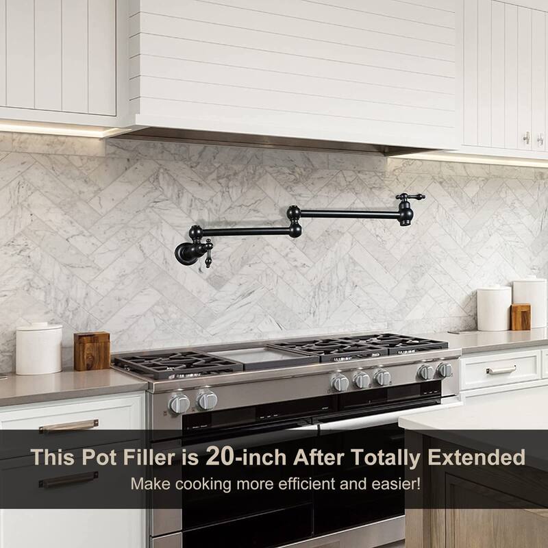 WOWOW Wall Mounted Pot Filler Faucet with Double Joints