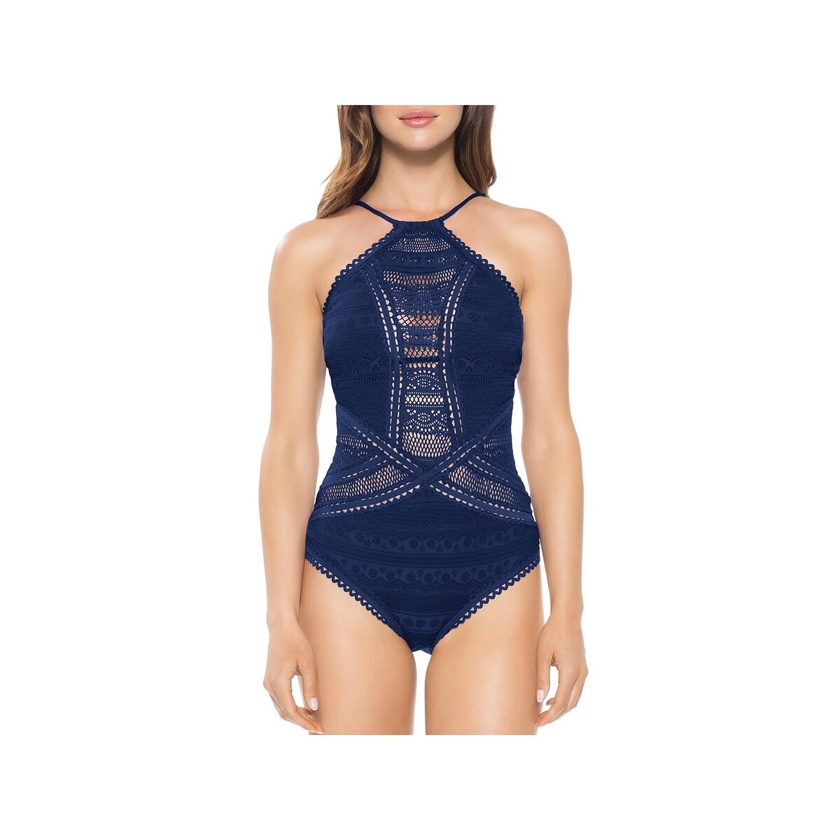 becca high neck illusion swimsuit