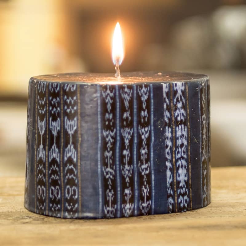 Novica Handmade Santa Catarina Palopo Blue Pillar Candle