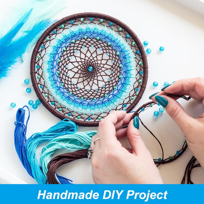 Dream Catcher Rings, Metal Heart Shape Macrame Wreath Floral Hoop - Silver