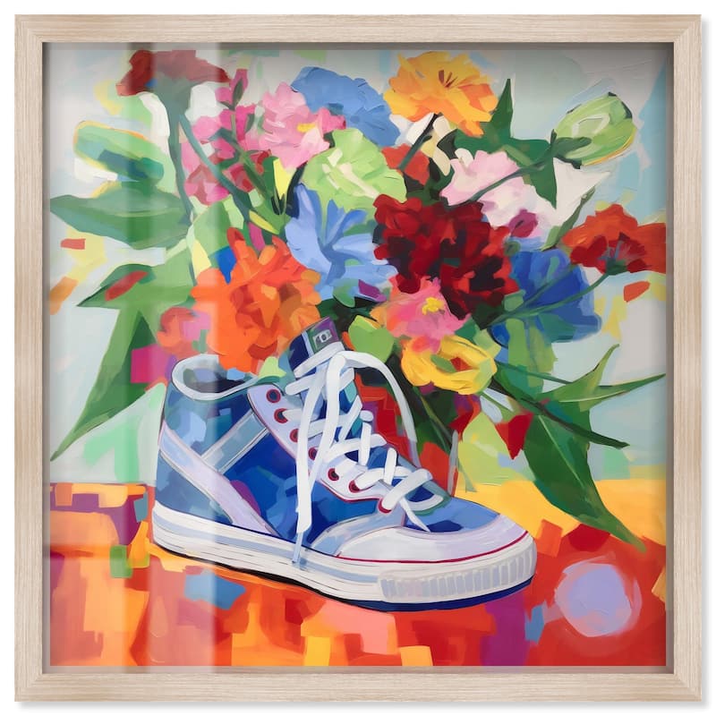 Colorful Sneaker Bouquet Shadowbox by Art Remedy - Natural - 24" x 24"