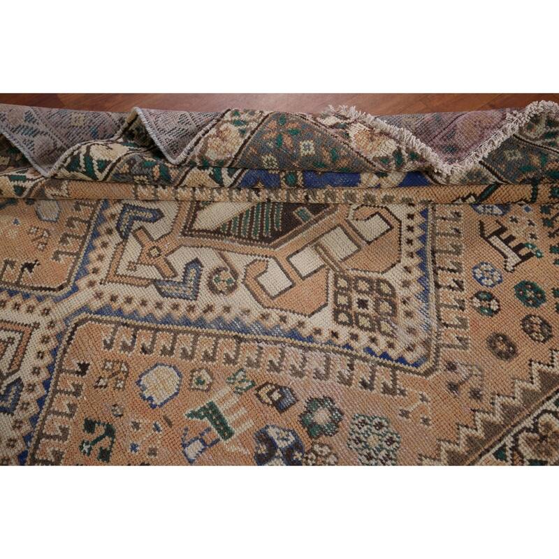 Orange Bakhtiari Persian Vintage Area Rug Handmade Wool Carpet - 5'1" x 9'9"