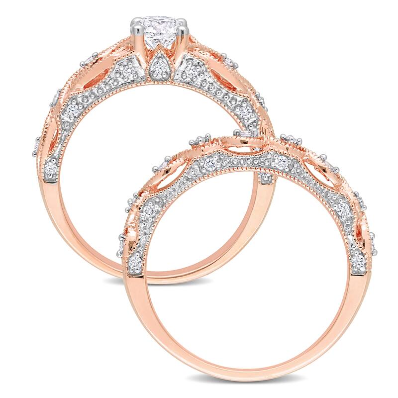 Miadora 3/4ct TDW Diamond Bridal Ring Set in 10k Rose Gold