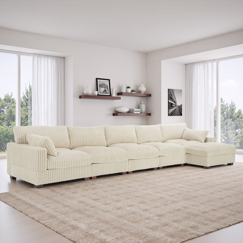 Oversized Plush Modular Sectional Sofa Couch with Ottoman
