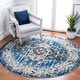 preview thumbnail 38 of 40, SAFAVIEH Madison Andra Boho Oriental Distressed Rug 6'7" Round - Dark Blue/Light Blue - Round