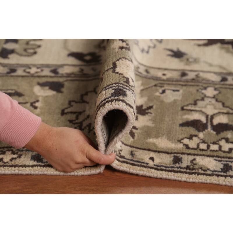 Earth Tone Oushak Area Rug Hand-Knotted Oriental Wool Carpet - 8'1" x 10'0"