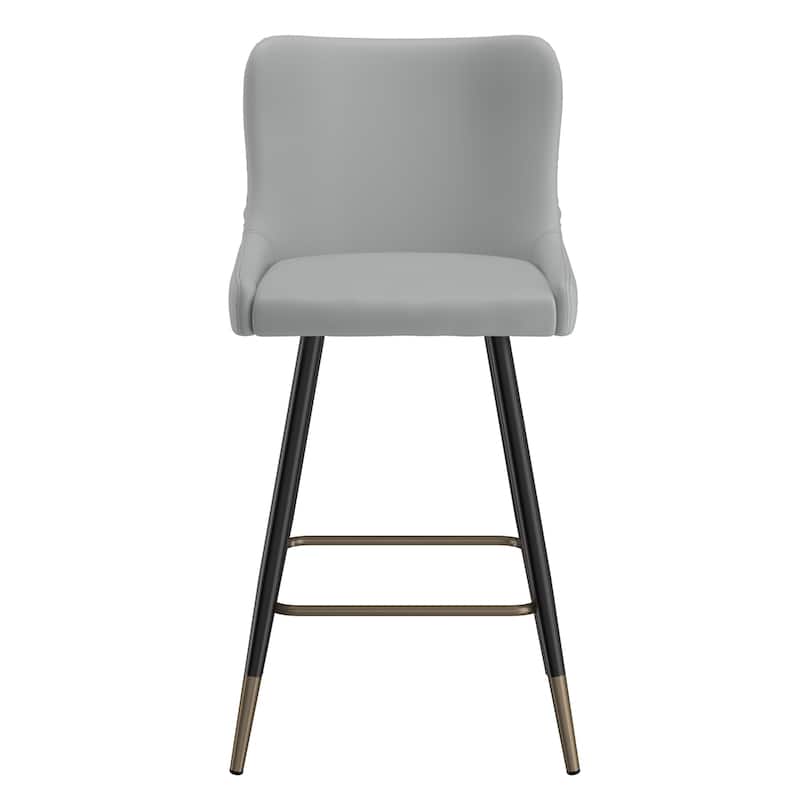 Contemporary Faux Leather and Metal 26" Counter Stool, Set of 2 - N/A