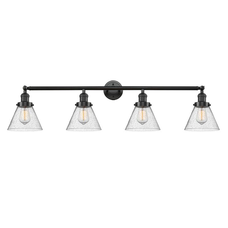 Innovations Lighting Large Cone 4 Light 44" Wide Bathroom Vanity Light - Oil Rubbed Bronze / Seedy