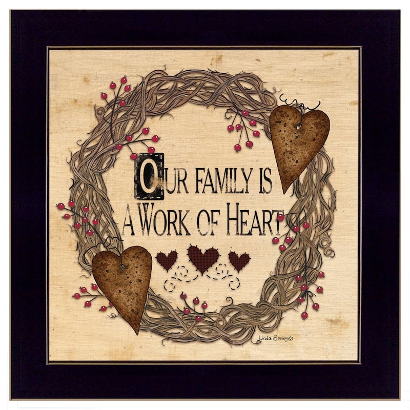 TrendyDecor4U Contemporary "Our Family is a work of the Heart" Framed Print Wall Art by Linda Spivey