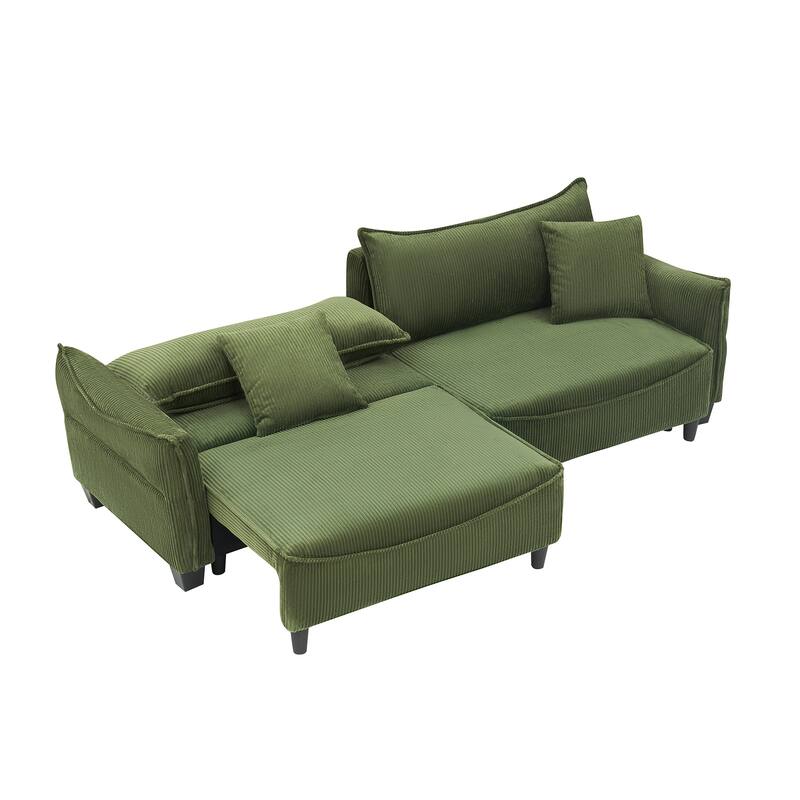 87.79" Modern Folding Sofa Bed for Living Room with Storage and Throw Pillows