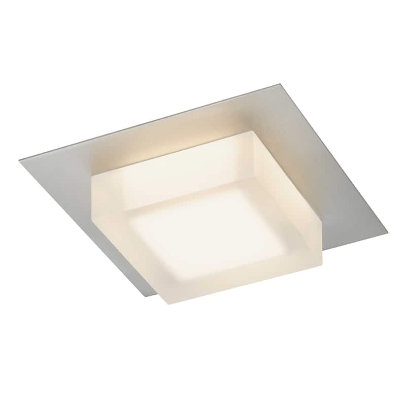 8 Inch Square LED Flush Mount Light Etched Acrylic Shade Dimmable
