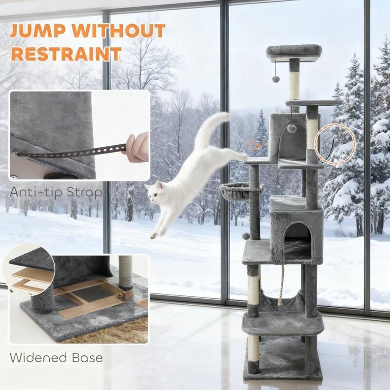 80" Tall Cat Tree Multi-Level Cat Tower