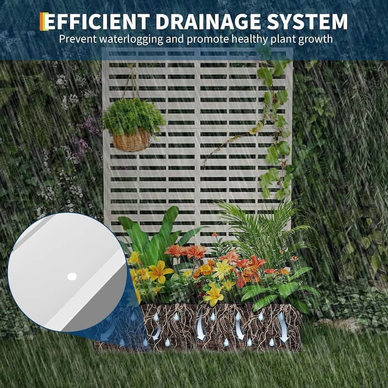 72"*47"*16" Raised Garden Bed with Trellis, Planter Box with Privacy Screen, Wheels for Climbing Plants