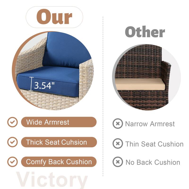 HOOOWOOO 9-piece Wicker Outdoor Patio Seating Set with Fire Pit Table