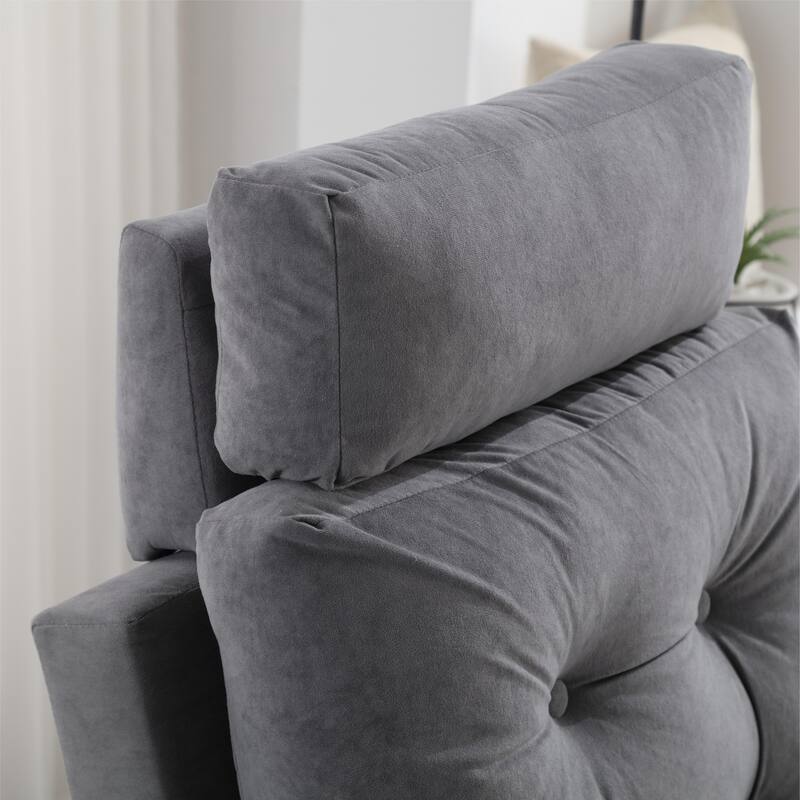 HOMYKA Upholstered Chaise Lounge Chair with Adjustable Backrest Storage Ottoman