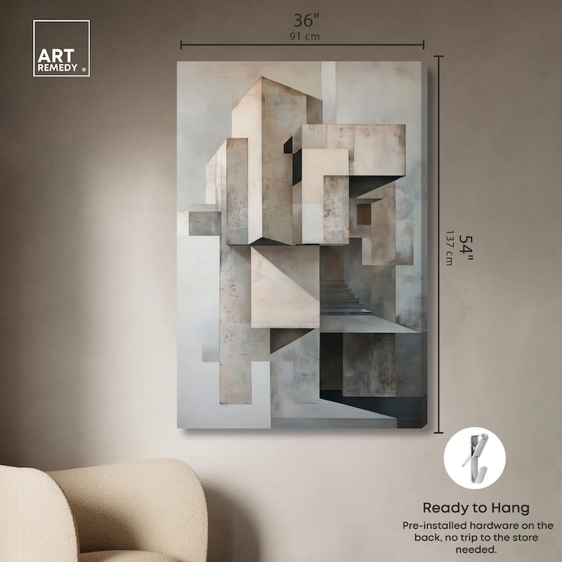 Grey Matrixy Canvas by Art Remedy, Gallery Wrapped