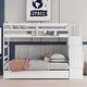 preview thumbnail 1 of 25, Modern Twin over Twin Bunk Beds With Twin Trundle and Stairway Storage Function White