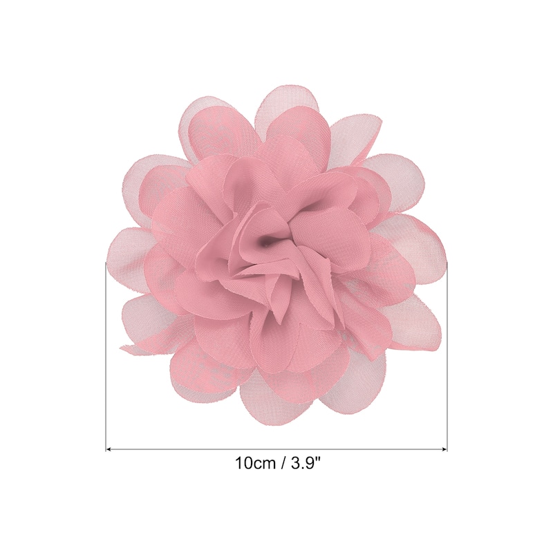 10Pcs Chiffon Flowers Fabric Flower Sewing Fabric Appliques - Dirty Pink - 3.9"