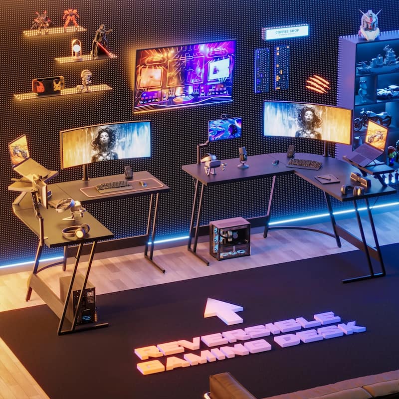 Homall L-Shaped Gaming Desk Computer Corner Desk Office Writing Desk