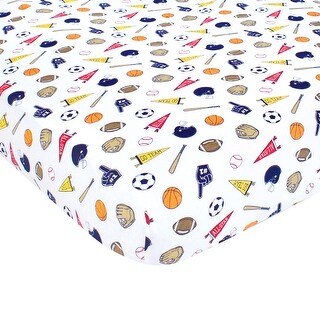 Hudson Baby Infant Boy Cotton Fitted Crib Sheet, Sports Fan, One Size - Sports Fan - One Size