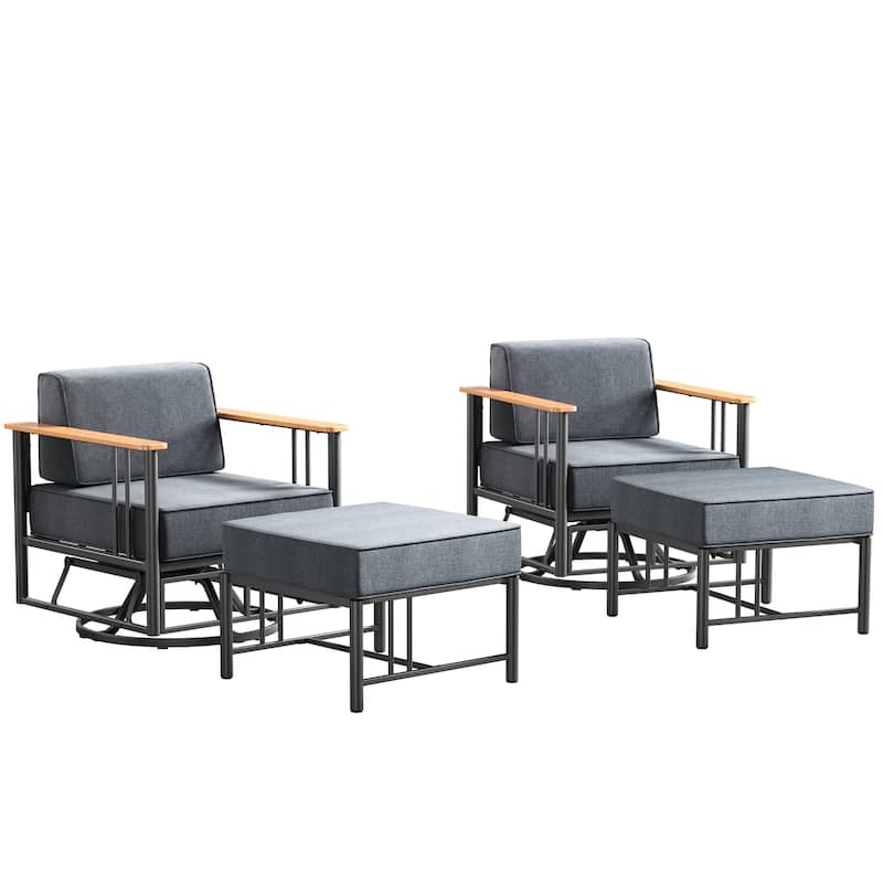 Outdoor 4PCS Glider Chairs with Ottoman