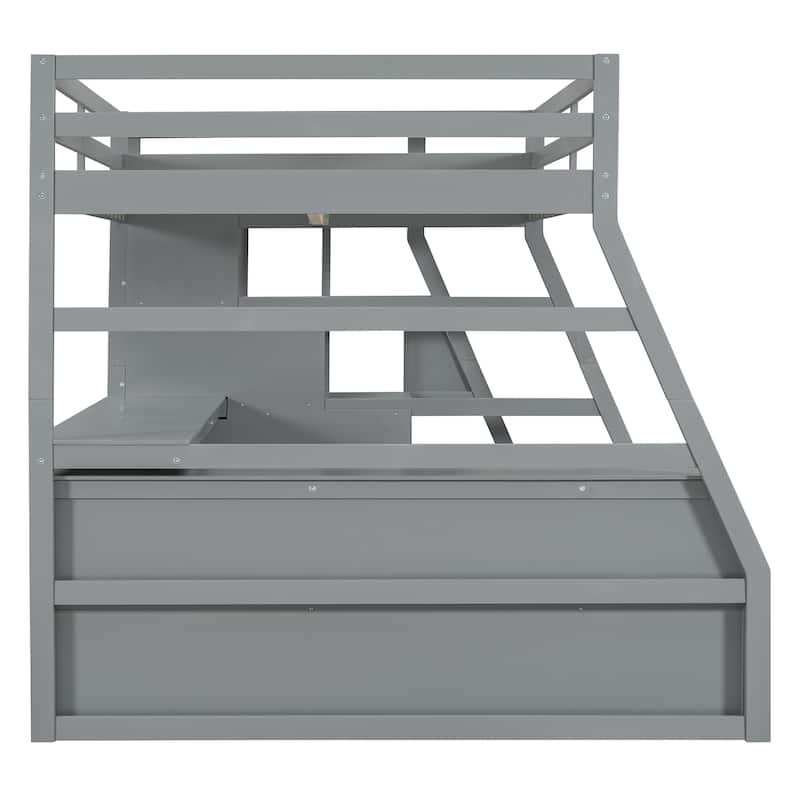 Full Size Wood Loft Bed with Drawers, Shelves & Desk