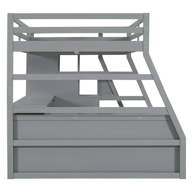 Twin/Full Size Loft Bed with 7 Drawers, 2 Shelves, and Desk for Children's Bedrooms, Small Space, Pinewood Frame