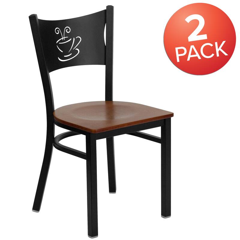 2 Pack Coffee Back Metal Restaurant Chair - 17.25"W x 20"D x 33.25"H