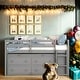 preview thumbnail 2 of 25, Full Size Wooden Loft Bed with Retractable Writing Desk and 4 Drawers, Full Size Loft Bed with Lateral Portable Desk and Shelves