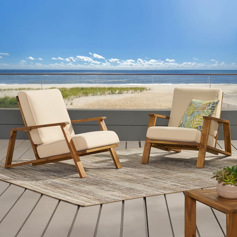 Paloma Acacia Wood Outdoor Club Chairs with Cushions (Set of 2) by Christopher Knight Home