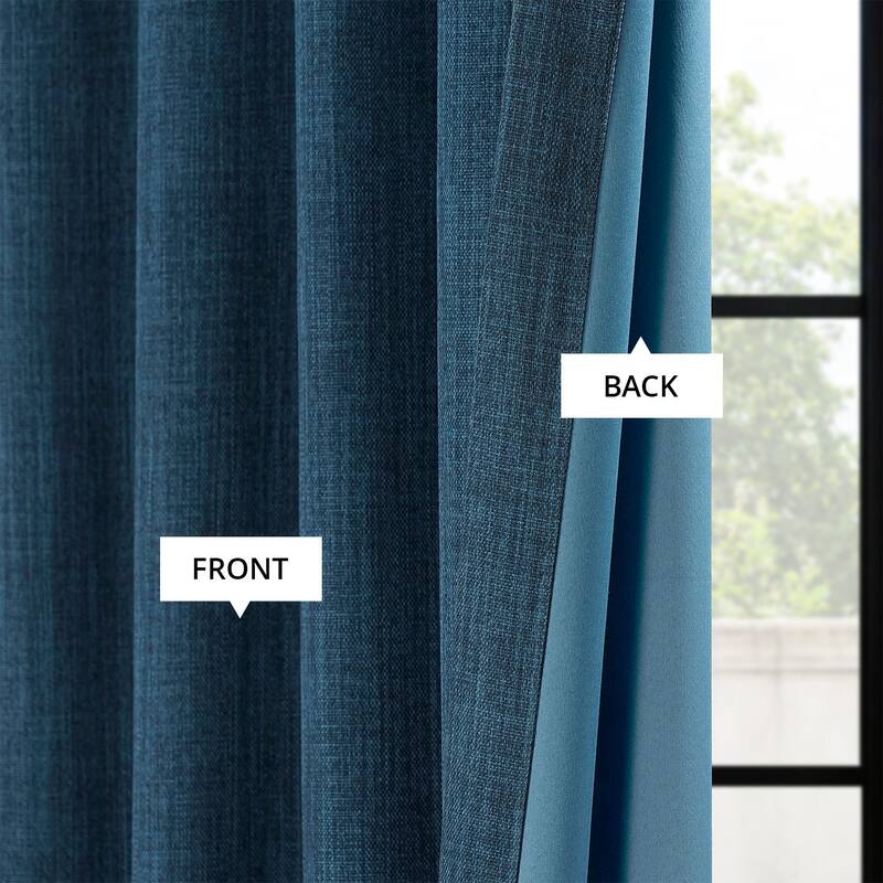 Exclusive Fabrics Textured Faux Linen Extra Wide Room Darkening Curtains for Bedroom & Living Room Curtains (1 Panel)