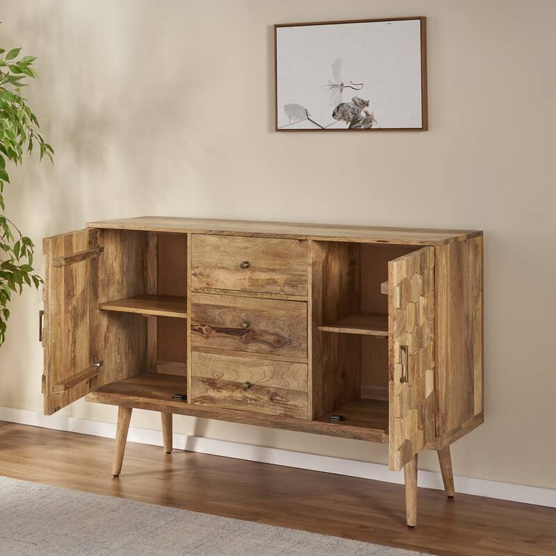 2-Door Sideboard with 3 Drawers - ModernLarge Storage Cabinet for Living Room, Hallway, Dining