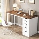 preview thumbnail 1 of 36, 47-inch Computer Desk with 5-drawer, Wood and Metal Writing Desk for Study Living Room