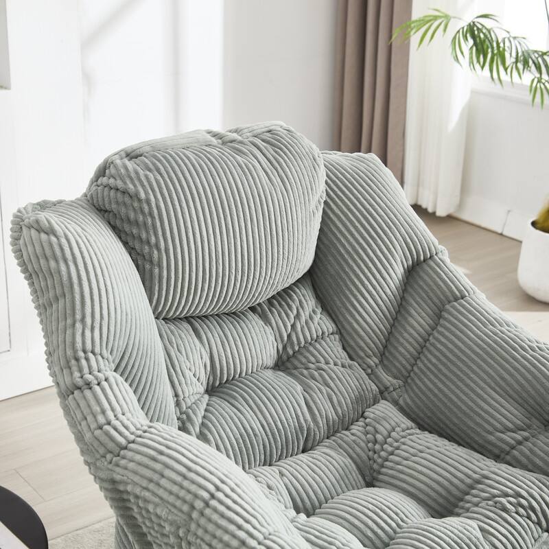 Modern Lounge Chair with Ottoman - Plush Reading Accent Chair with Footrest and Side Pocket