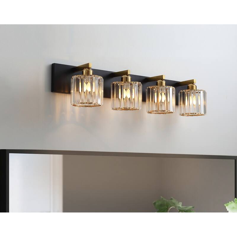 Modern Black and Gold 4-Light Exquisite Textured Vanity Lamp