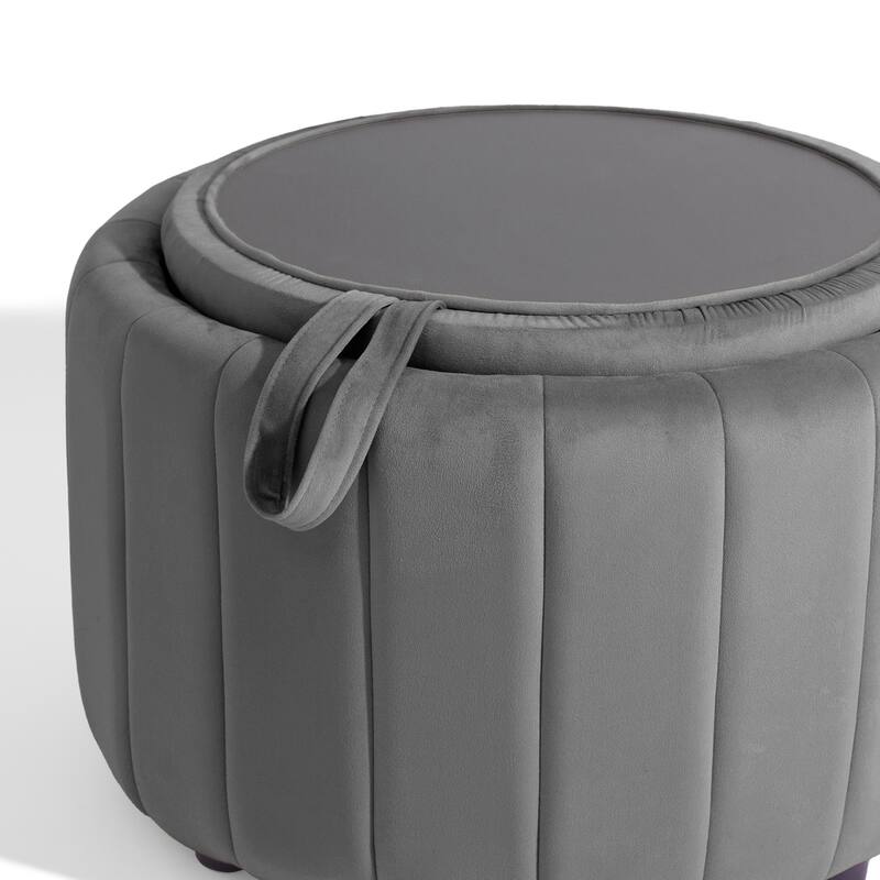 Modern Round Velvet Storage Ottoman Footrest Footstool