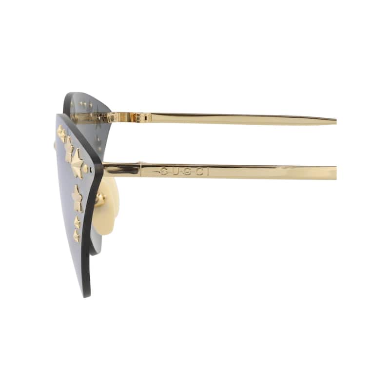 Gucci Cat Eye-Frame Metal Sunglasses, Grey Mirror White Lens, Shiny Endura Gold Frame