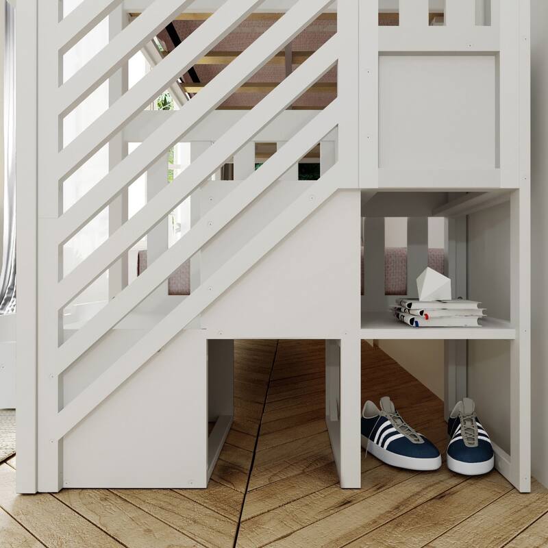 Max and Lily Twin over Twin Staircase Bunk Bed with Storage Drawers