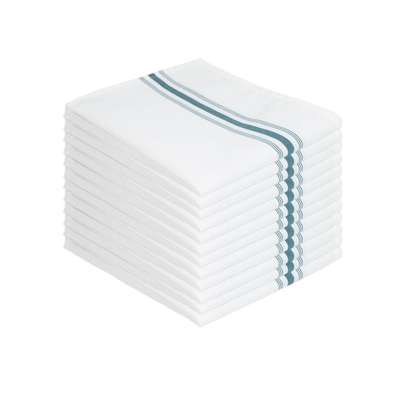 Arkwright Home 18x22 Inch Striped Bistro Napkins - Pack of 12 - Hunter Green