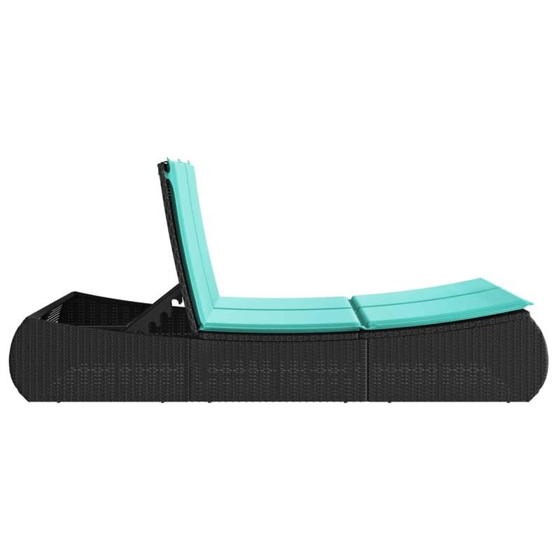 vidaXL Double Sun Lounger with Cushions Poly Rattan - 43.3" x 78.7" x 29.5"
