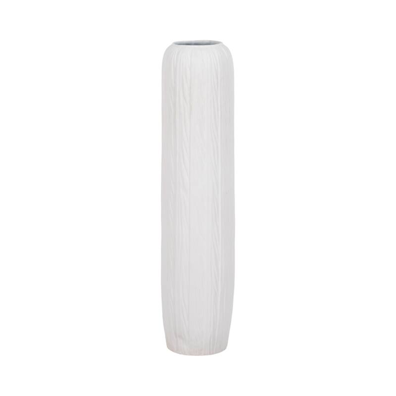 Ceramic Modern Rough Cylinder Floor Vase - White, 48"